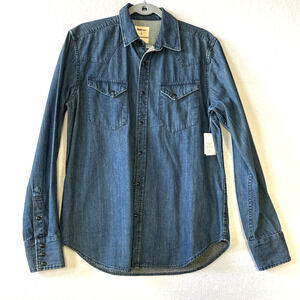 NWT Gap Mens Size S Slim Fit Long Sleeve Denim Western Shirt Pearl Snap